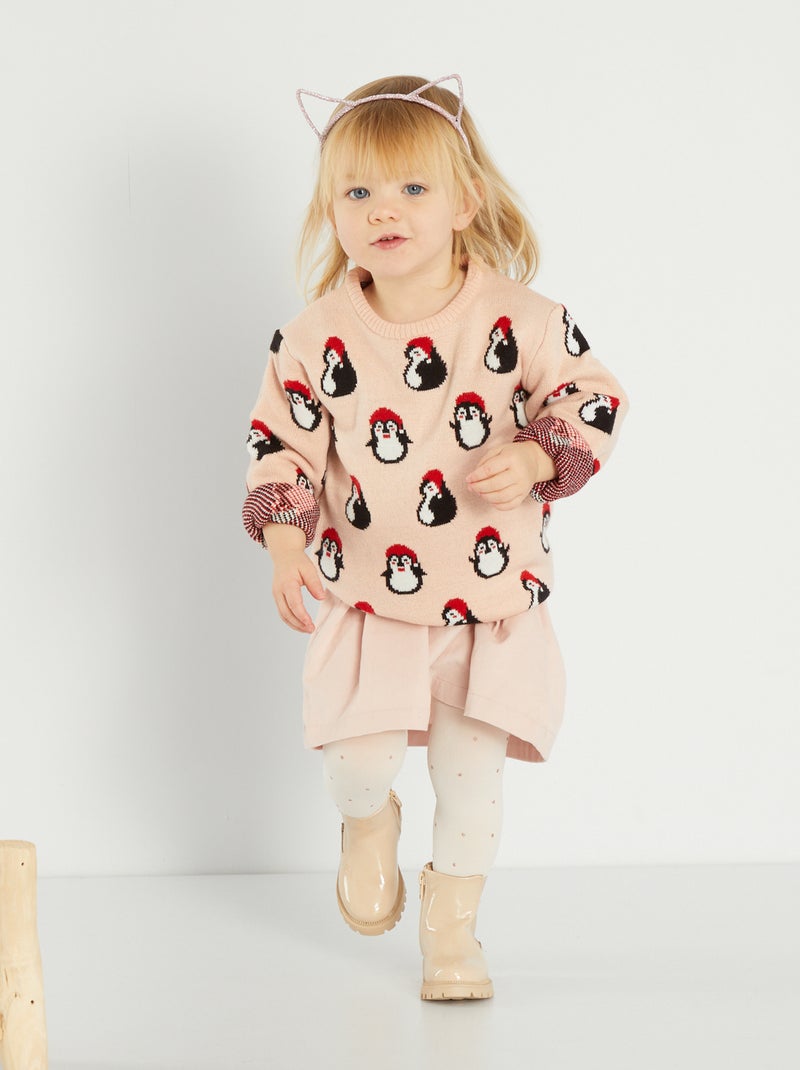 Gebreid truitje met kerstpinguïnprint ROSE - Kiabi