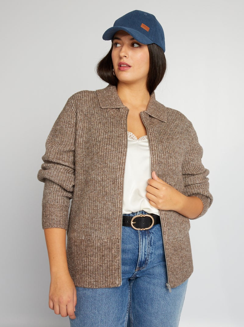 Gebreid vest BRUIN - Kiabi