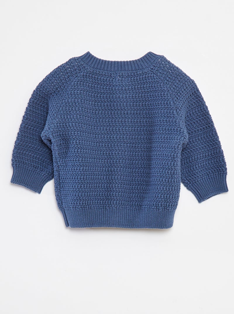 Gebreid vest met borduursel op de borst Blauw - Kiabi