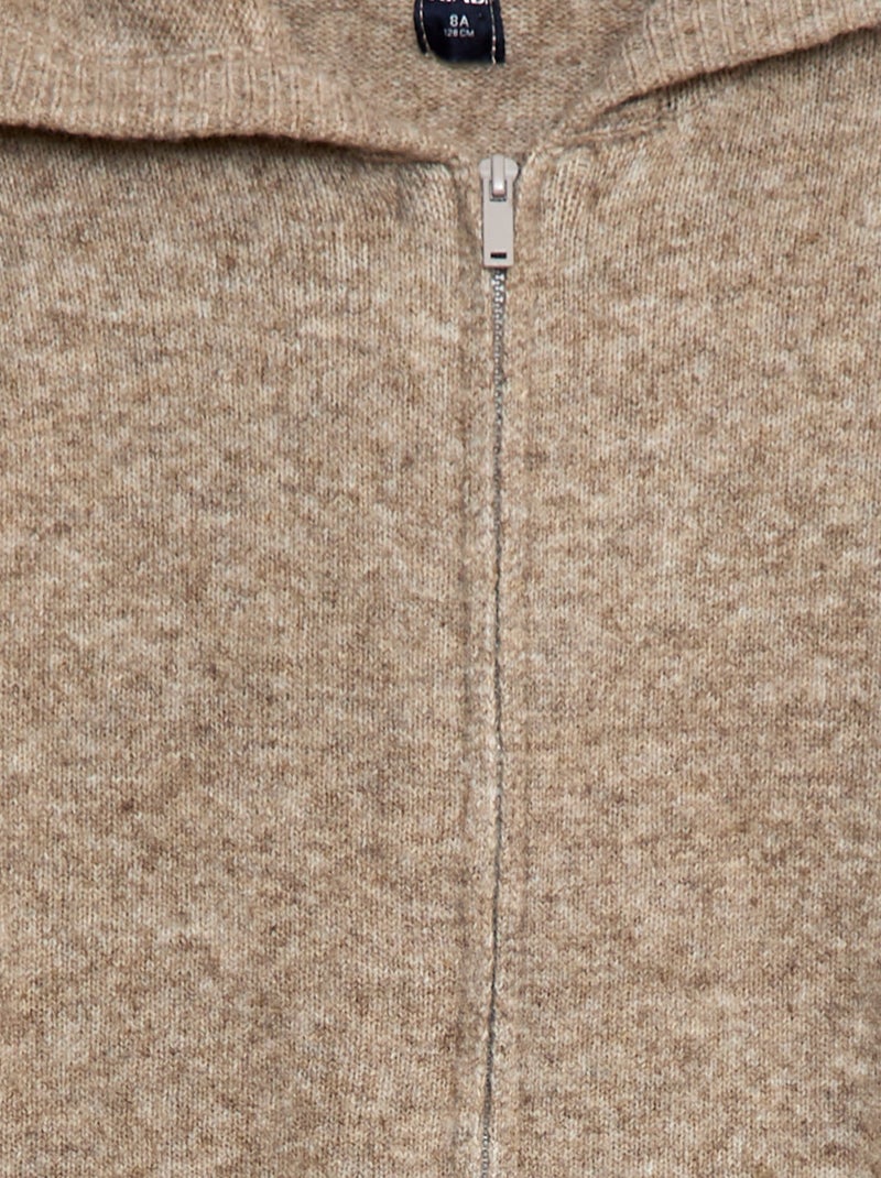 Gebreid vest met capuchon en gemêleerd effect Grijs - Kiabi