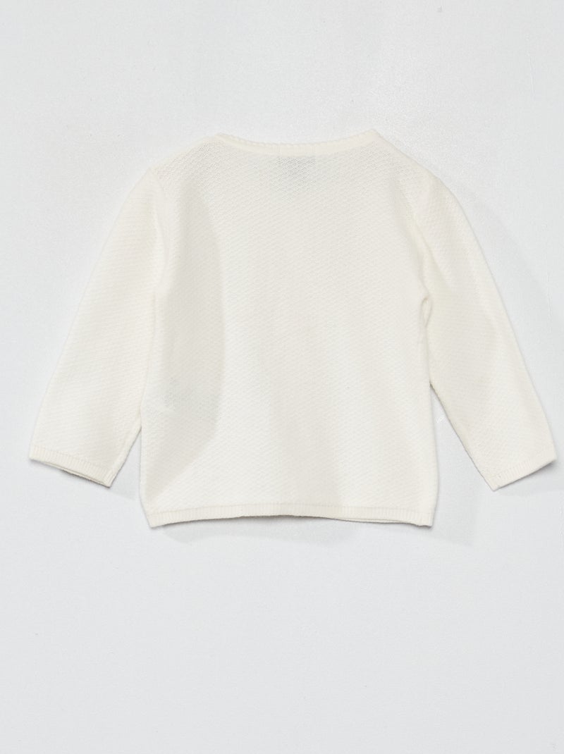 Gebreid vest met fantasiepatroontje sneeuw wit - Kiabi