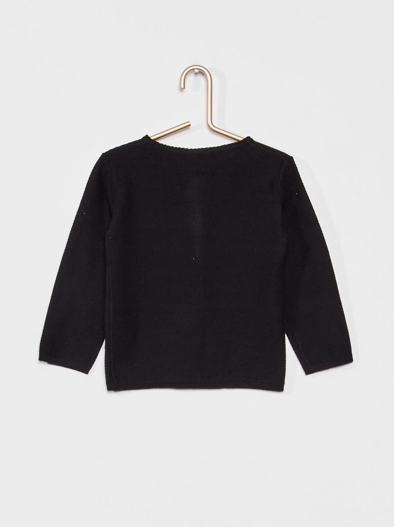 Gebreid vest met fantasiepatroontje zwart - Kiabi