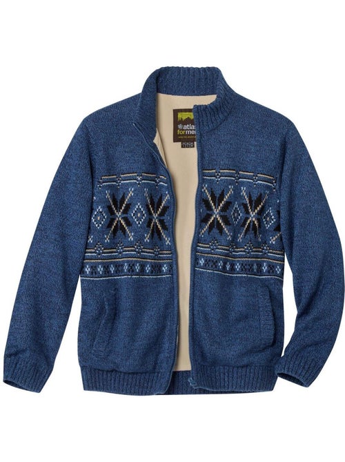Gebreid vest met fleecevoering en jacquardmotief - atlas for men - Kiabi