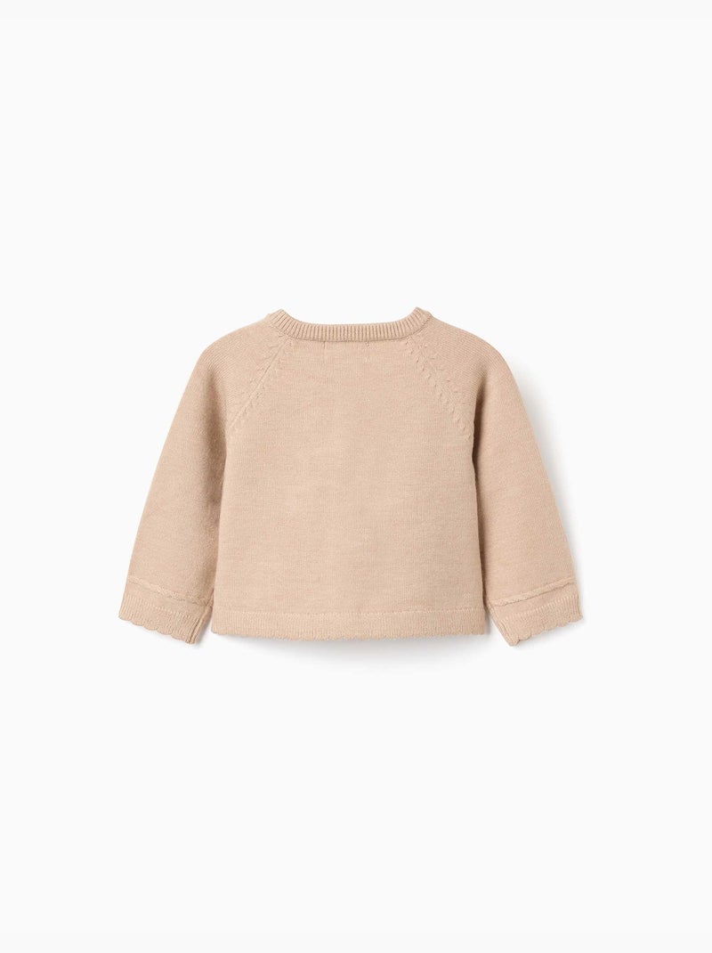 Gebreid vest met geschulpte uiteinden b&s Lichtbeige - Kiabi