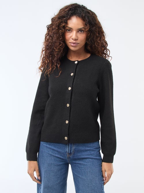 Gebreid vest met goudkleurige knopen - Kiabi