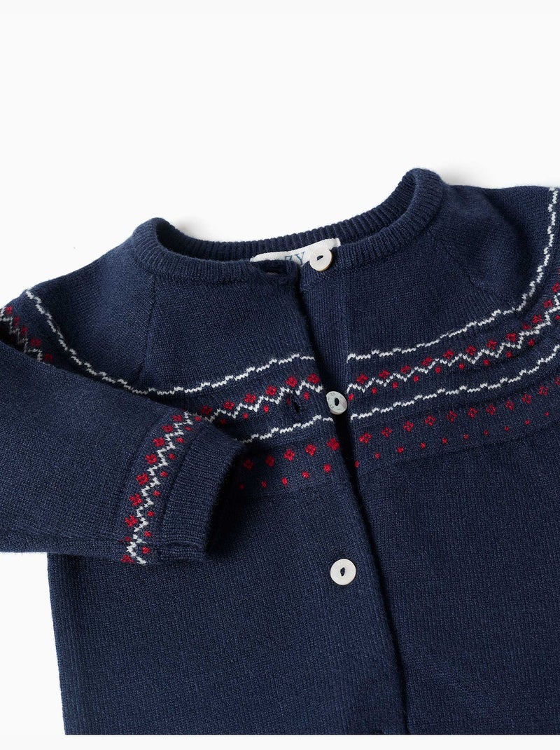 Gebreid vest met jacquardpatroon Donkerblauw - Kiabi