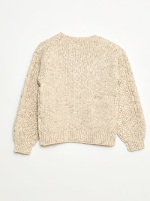 Gebreid vest met kabelpatroon en knoopsluiting - Kiabi