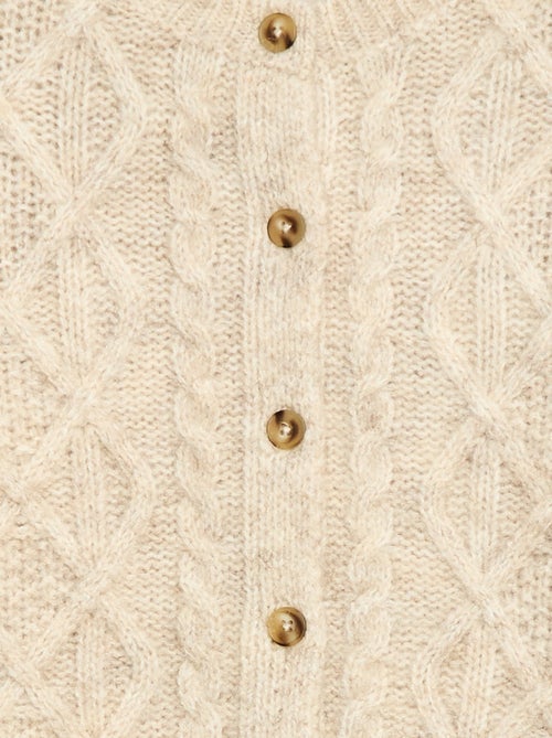 Gebreid vest met kabelpatroon en knoopsluiting - Kiabi