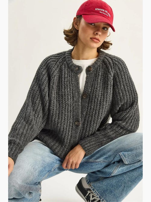 Gebreid vest met knoopsluiting lucci - Kiabi