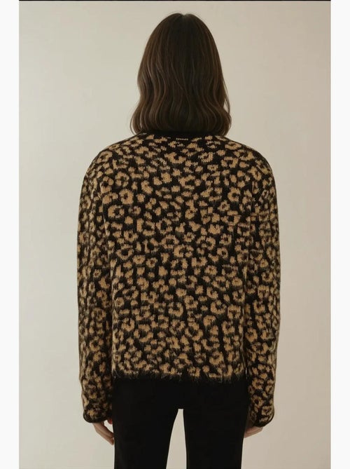 Gebreid vest met luipaardprint in relaxed fit hiccup - Kiabi Gebreid vest met luipaardprint in relaxed fit hiccup - Kiabi