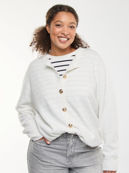 Gebreid vest met mouliné-effect en knopen in retrostijl - Kiabi