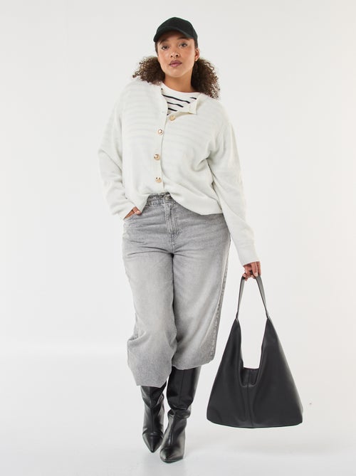 Gebreid vest met mouliné-effect en knopen in retrostijl - Kiabi