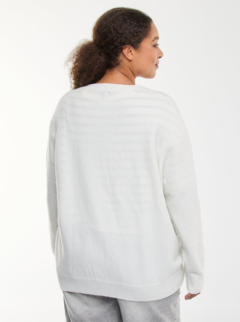 Gebreid vest met mouliné-effect en knopen in retrostijl Wit - Kiabi