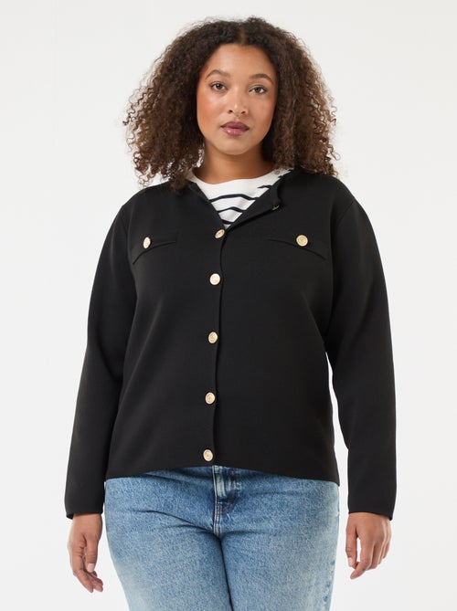 Gebreid vest met reliëfpatroontje en knopen in retrostijl - Kiabi