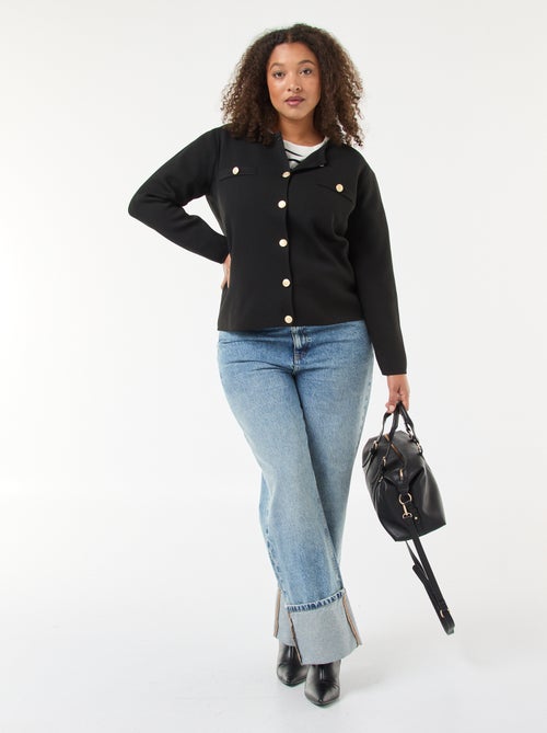 Gebreid vest met reliëfpatroontje en knopen in retrostijl - Kiabi