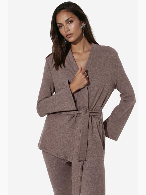 Gebreid vest met ribstructuur en ceintuur busem - Kiabi Gebreid vest met ribstructuur en ceintuur busem - Kiabi