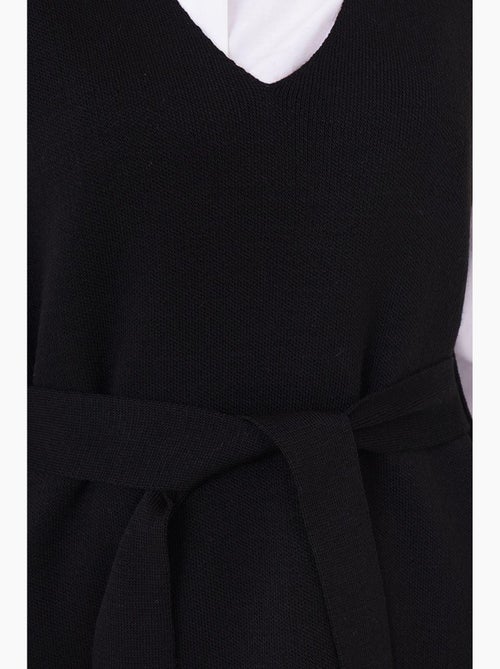 Gebreid vest met riem bdart - Kiabi