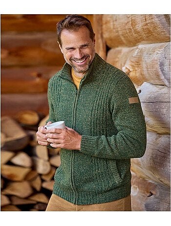 Gemêleerd tricot vest met kabelpatroon - ATLAS FOR MEN