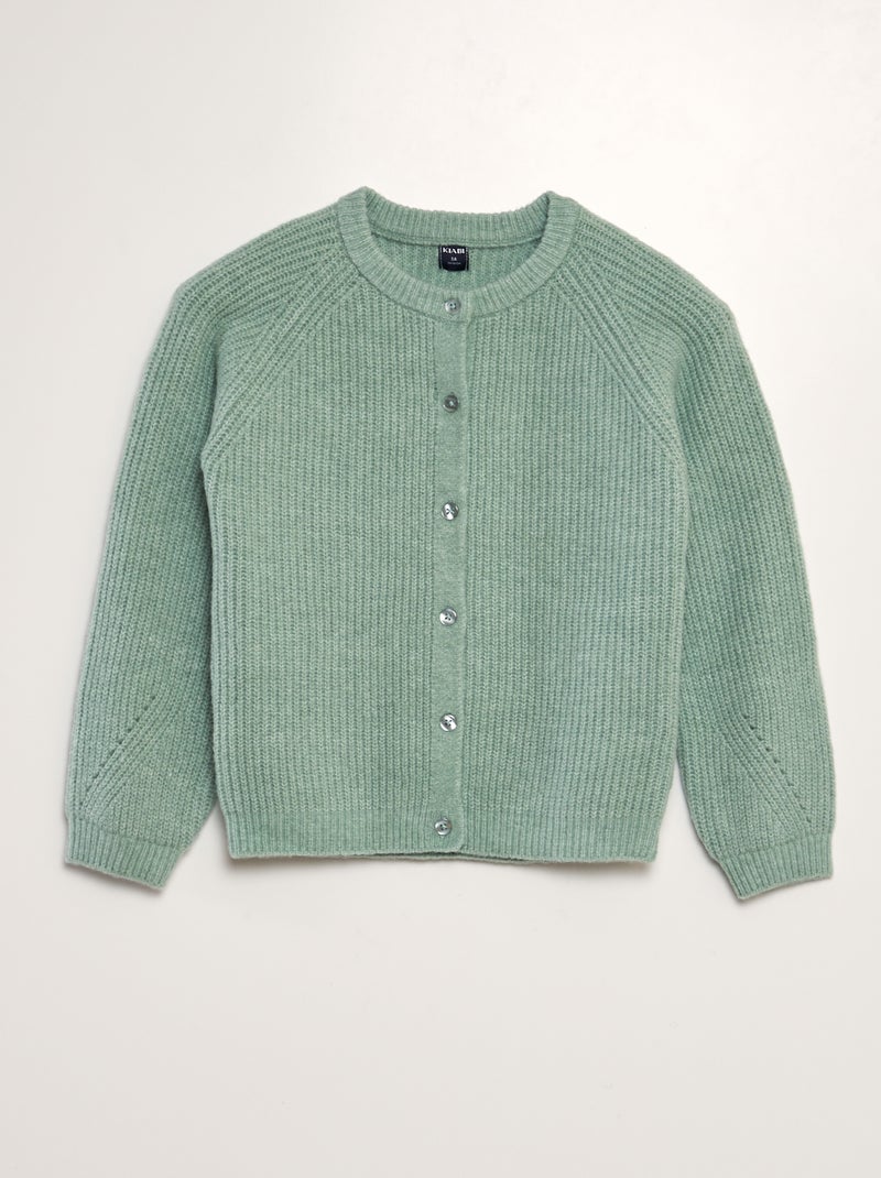 Gebreid vest met ronde hals GROEN - Kiabi