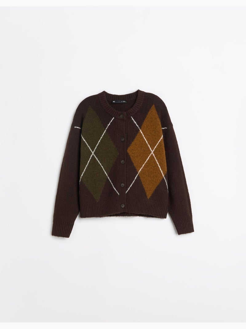 Gebreid vest met ruiten, mo fashion Bruin - Kiabi