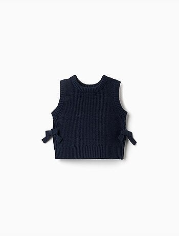 Gebreid vest met strikjes aan de zijkant