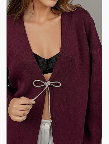 Gebreid vest met v-hals en strikdetail hiccup