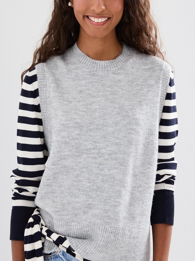 Gebreid vest, MO Fashion Grijs - Kiabi