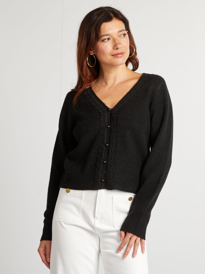 Gebreid vest ZWART - Kiabi