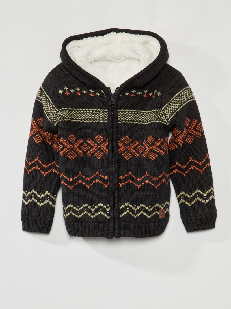 Gebreid vestje met capuchon GRIJS - Kiabi