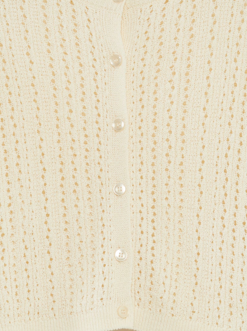 Gebreid vestje met knopen 'JDY' WIT - Kiabi