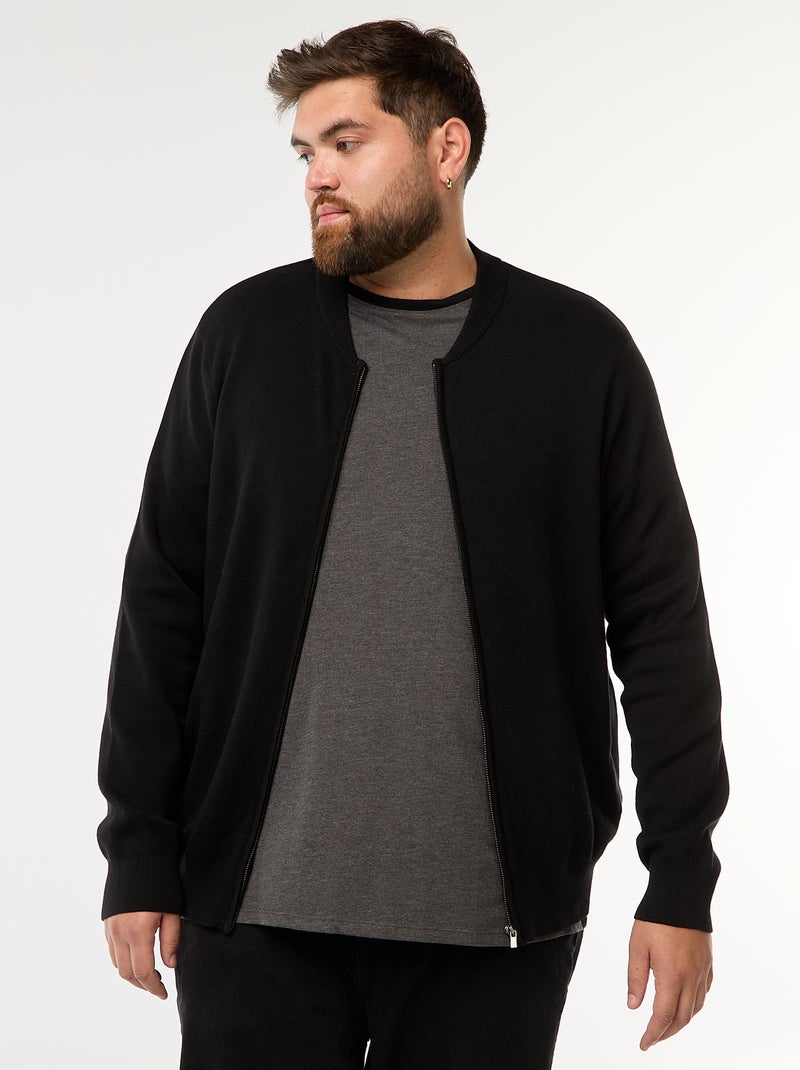 Gebreid vestje met ritssluiting zwart - Kiabi