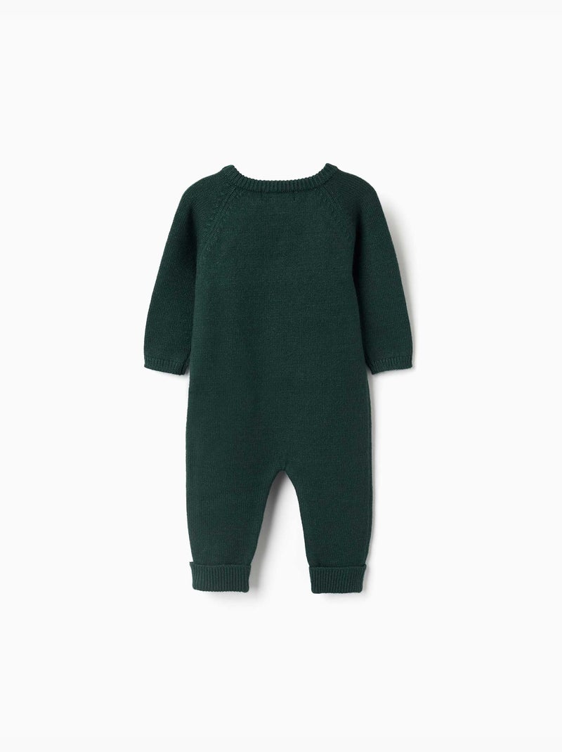 Gebreide babygrow met jacquard Donkergroen - Kiabi