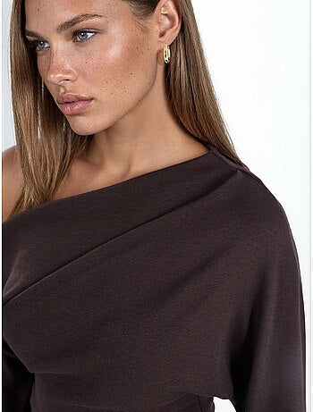 Gebreide blouse met korte mouwen en boothals voor dames busem