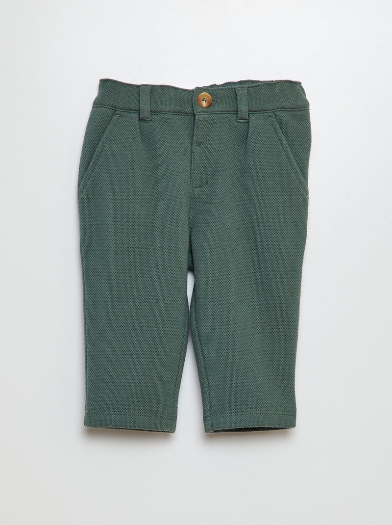 Gebreide broek in chinostijl GROEN - Kiabi