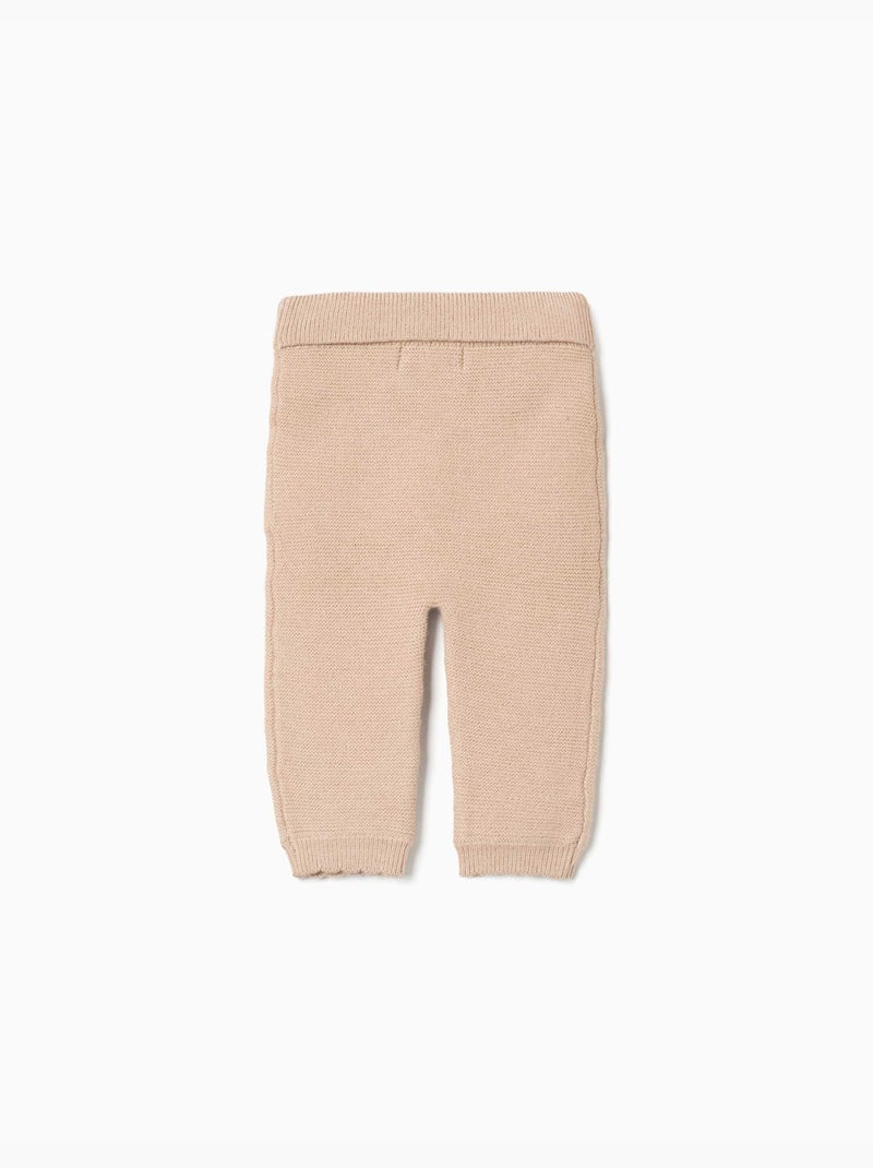 Gebreide broek met decoratieve strik Lichtbeige - Kiabi