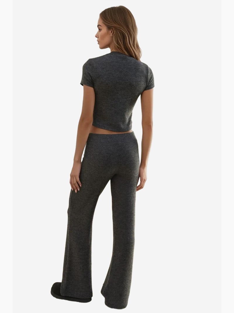 Gebreide broek met elastische taille en zachte textuur hiccup Donkergrijs - Kiabi