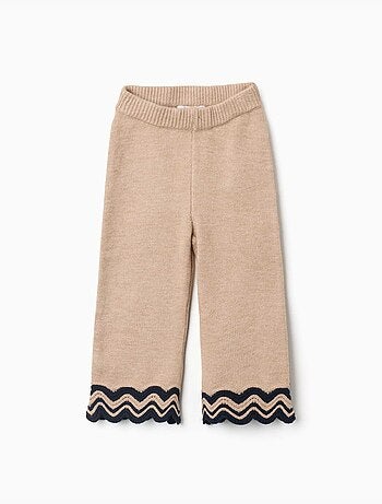 Gebreide broek met gestreepte zoom