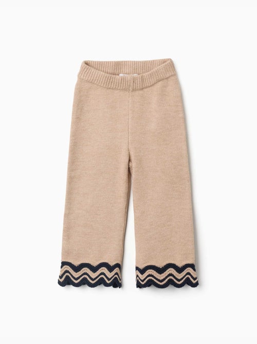 Gebreide broek met gestreepte zoom - Kiabi