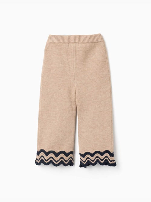 Gebreide broek met gestreepte zoom - Kiabi