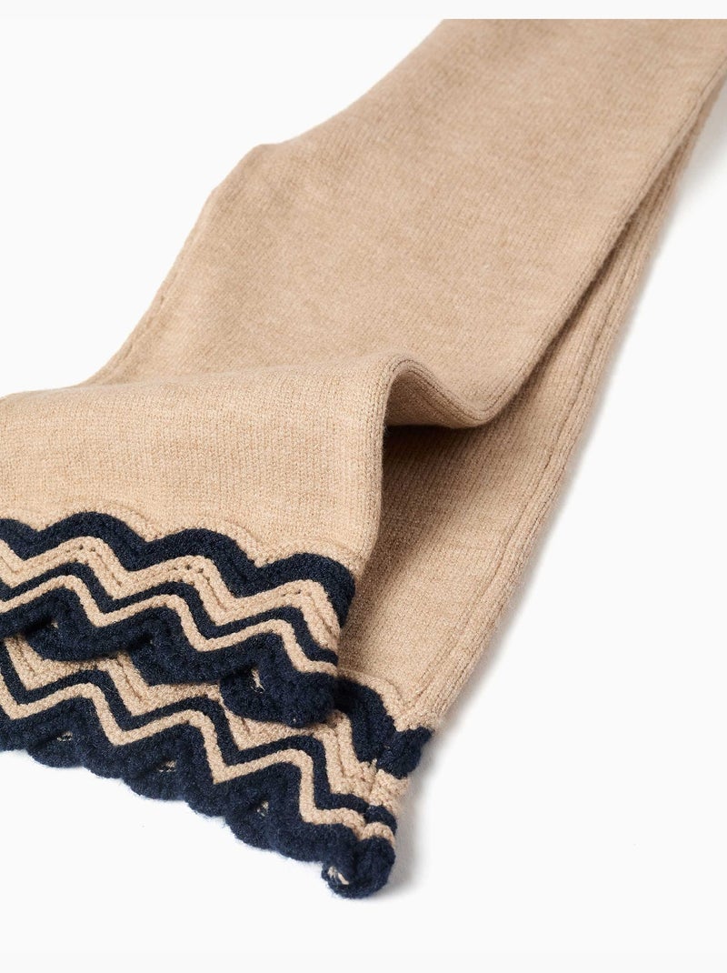 Gebreide broek met gestreepte zoom Beige - Kiabi