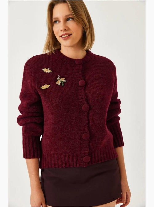 Gebreide cardigan met brochedetail lucci - Kiabi