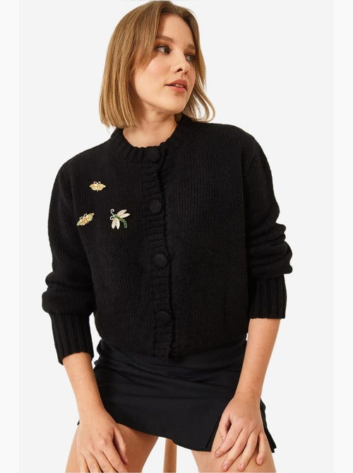 Gebreide cardigan met brochedetail lucci - Kiabi