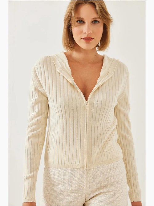 Gebreide cardigan met capuchon en rits en lange mouwen lucci - Kiabi Gebreide cardigan met capuchon en rits en lange mouwen lucci - Kiabi