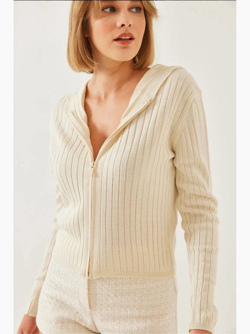 Gebreide cardigan met capuchon en rits en lange mouwen lucci - Kiabi Gebreide cardigan met capuchon en rits en lange mouwen lucci - Kiabi