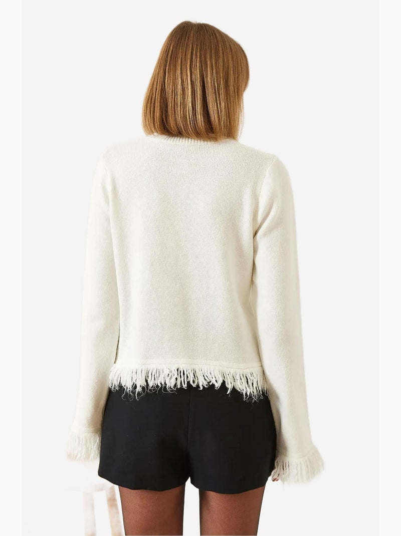 Gebreide cardigan met franjes en zakken lucci Klei-beige - Kiabi