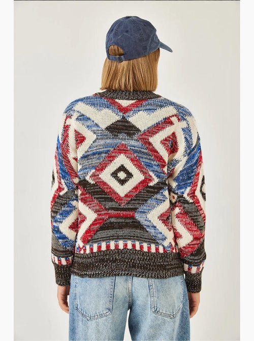 Gebreide cardigan met rits en patroon lucci - Kiabi