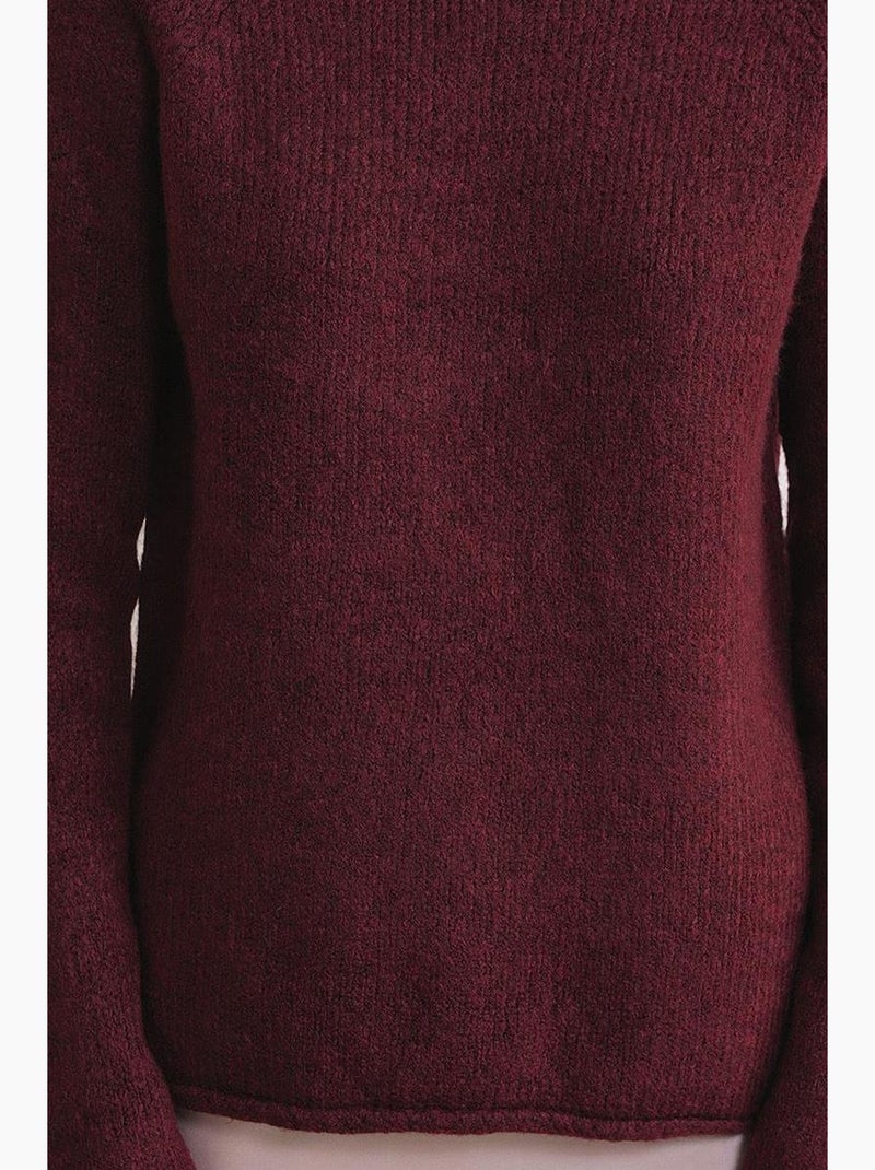 Gebreide halfhoge coltrui mixray Bordeauxrood - Kiabi
