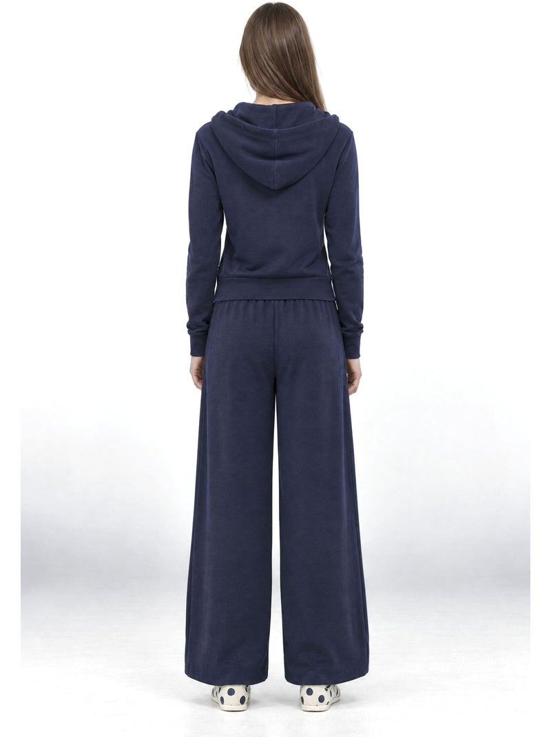 Gebreide jogger met middelhoge taille en wijde pijp busem Marineblauw - Kiabi