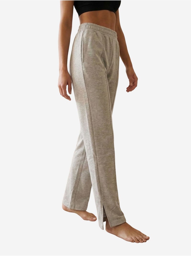 Gebreide joggers met hoge taille en wijde pijpen my fashion Lichtgrijs - Kiabi