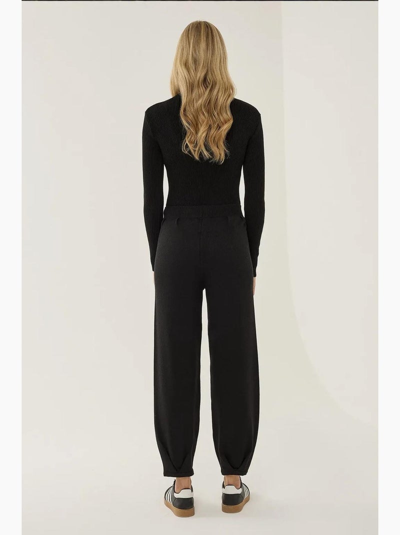 Gebreide joggingbroek met hoge taille hiccup Zwart - Kiabi